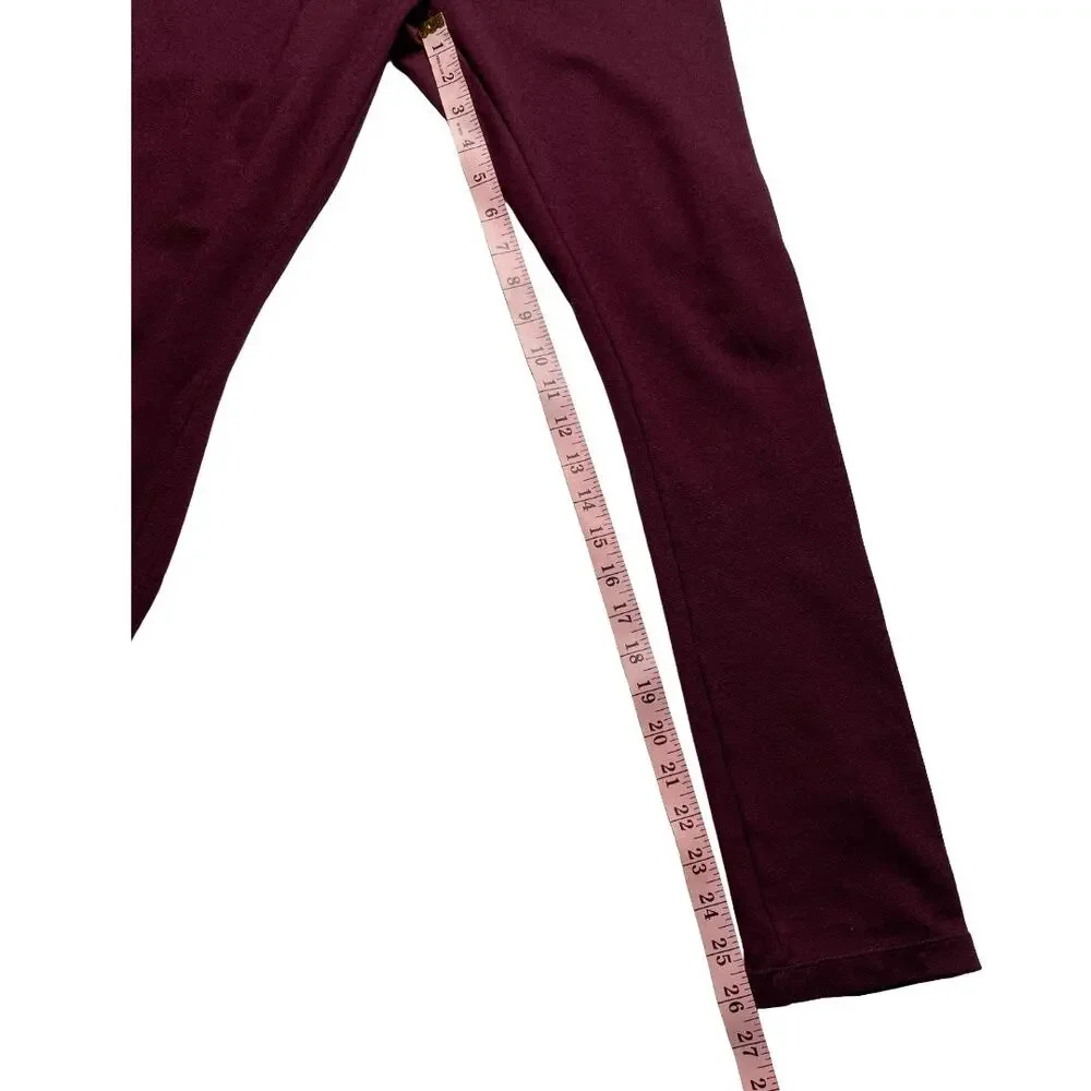 White House Black Market Burgundy Ponte Leggings Small Pull On Stretch